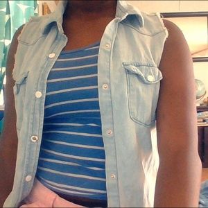 blue cardigan